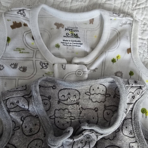 Carter's Simple Joys 2-Way Zippered Sleep Sacks 0-3 Months - Picture 3 of 5